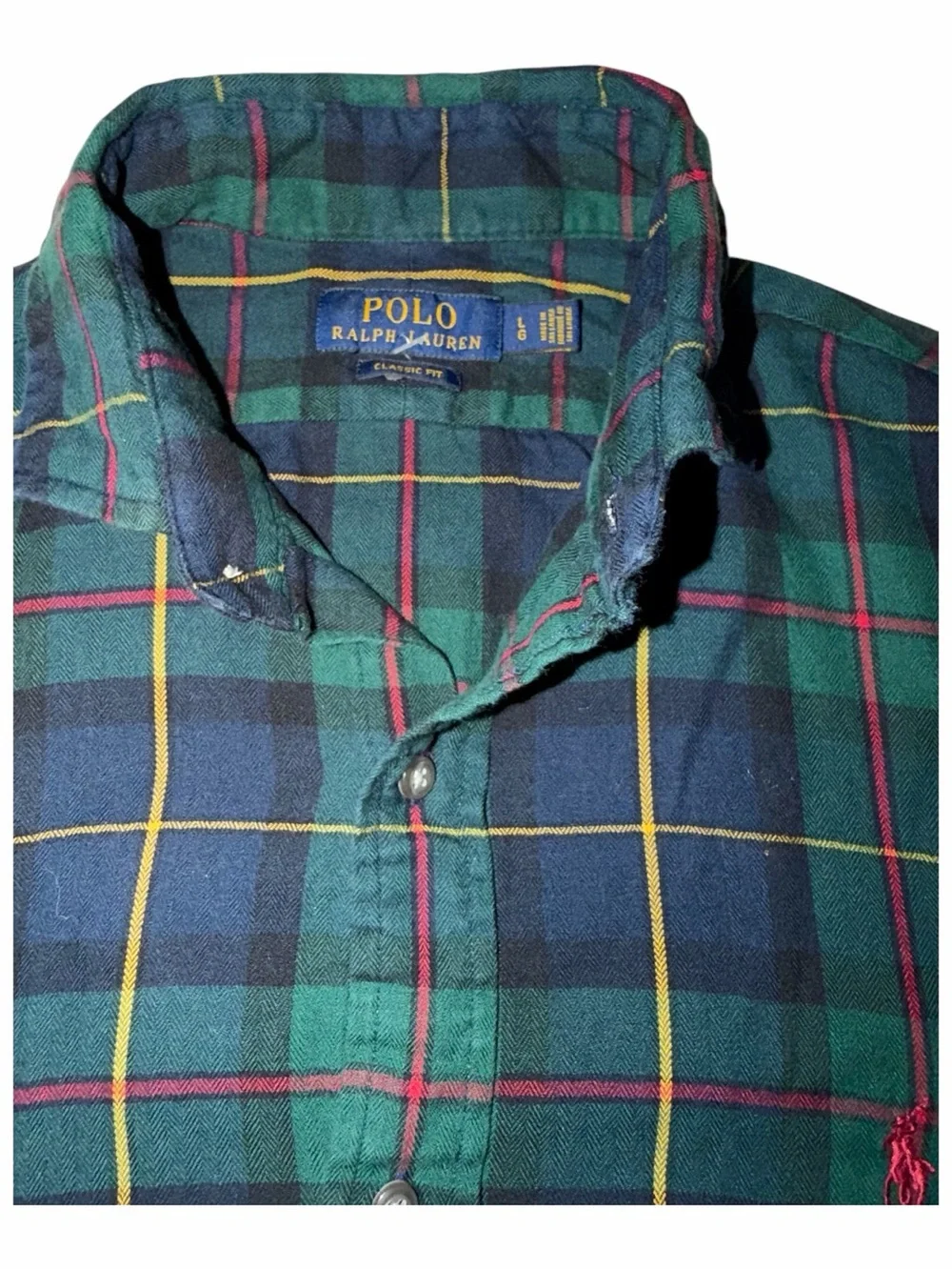 Polo by Ralph Lauren Navy and Green Plaid Button-Down Shirt